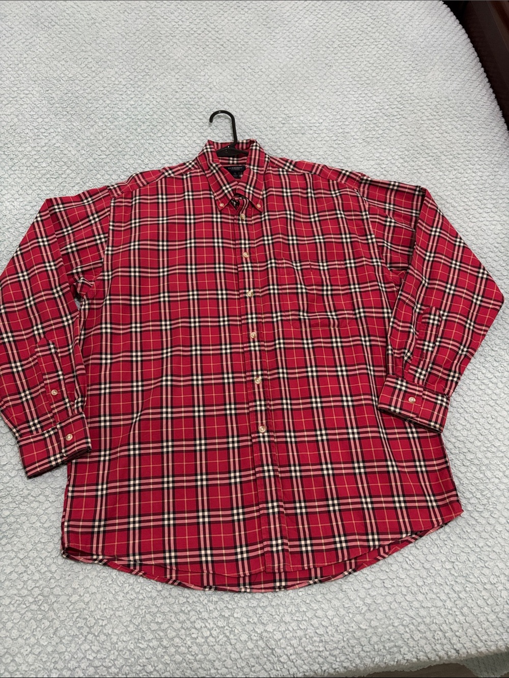 Burberry Red Plaid Button-Down Shirt for Men